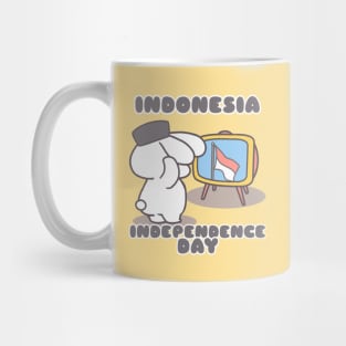 Cute Bunny Celebrating Indonesia's Independence Day Mug